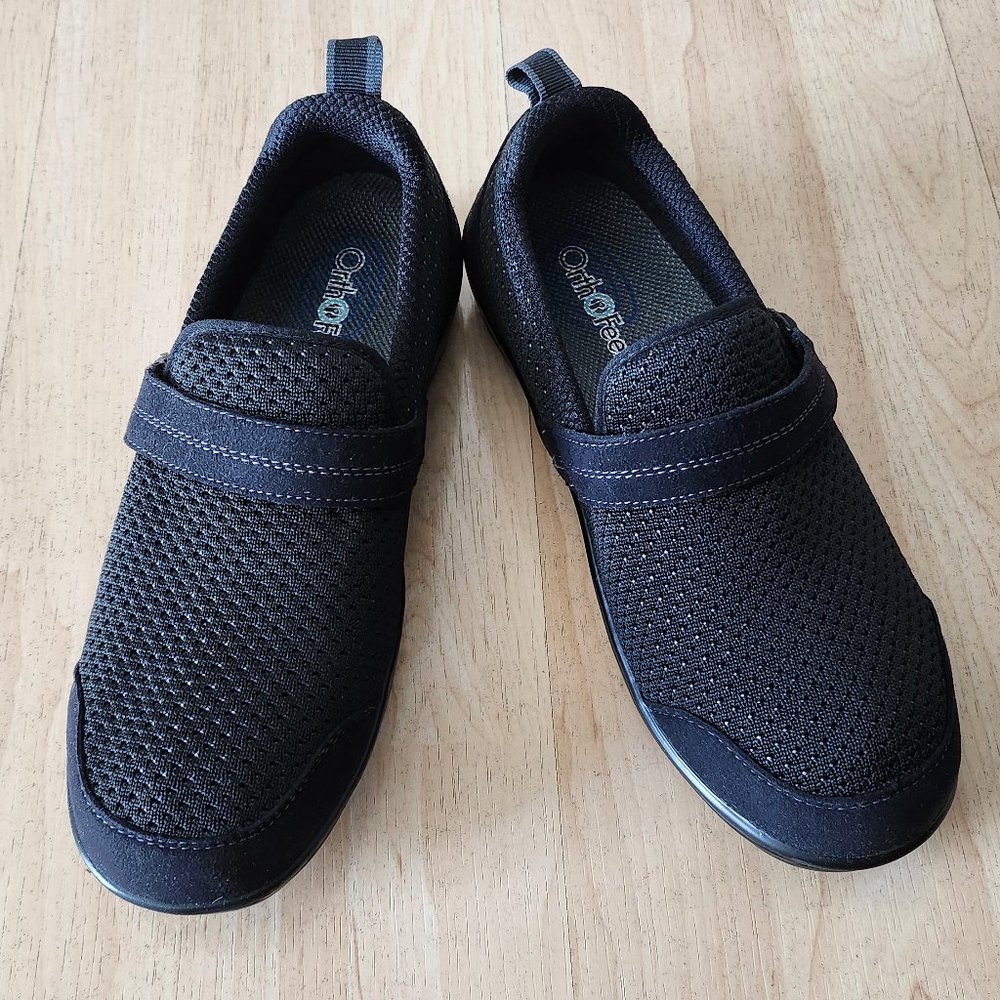 OrthoFeet Quincy Stretch Women's Black Shoes Size 8 WIde
